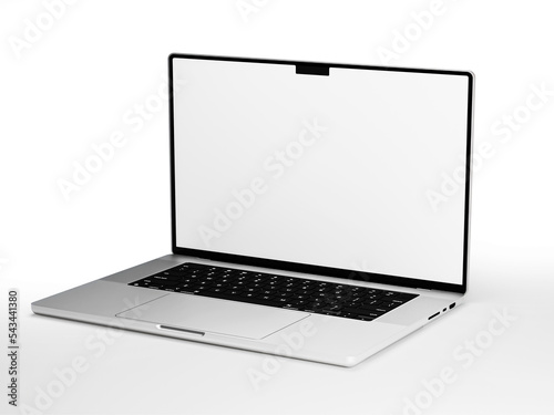 Macbook Pro Laptop on white background in minimal style for mockup and responsive website.  3D rendered illustration 