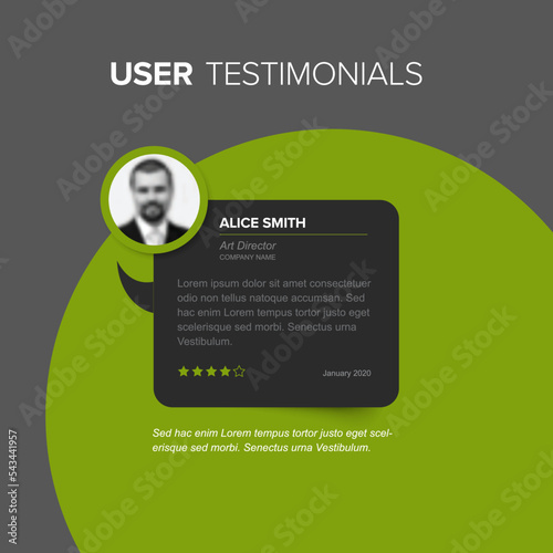 Client user testimonial review layout template