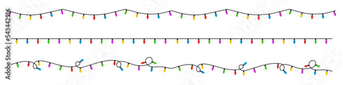 Christmas lights  garland set flat style