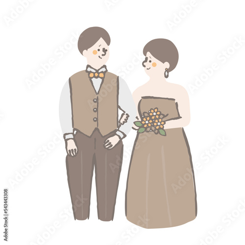 ウェディング　新郎新婦　イラスト