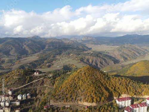 Aerial drone video shooting of Şavşat district of Artvin province photo