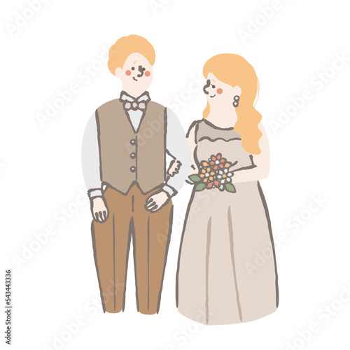 ウェディング　新郎新婦　イラスト