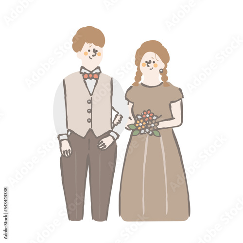 ウェディング　新郎新婦　イラスト