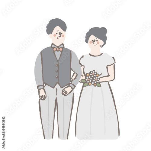 ウェディング　新郎新婦　イラスト
