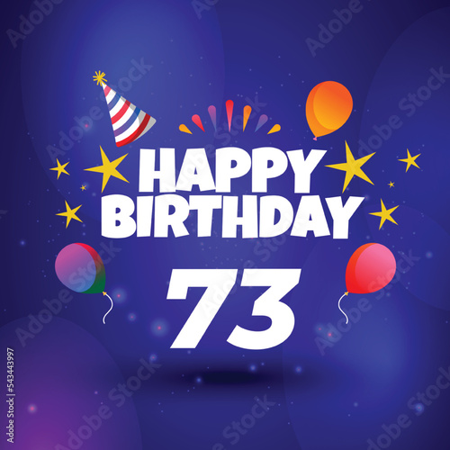 Happy 73th birthday balloons greeting card background photo