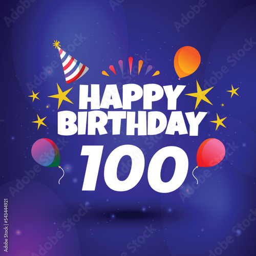 Happy 100th birthday balloons greeting card background