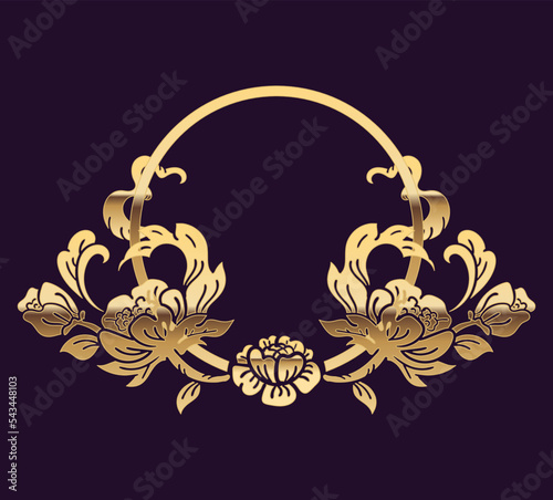 Beautiful golden classical prestige royal style decorative vector round frame