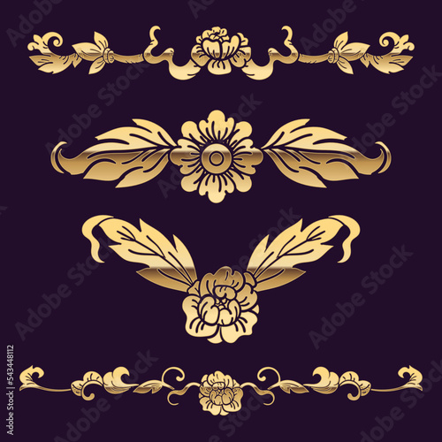 Beautiful golden classical prestige royal style decorative elements and dividers vector set