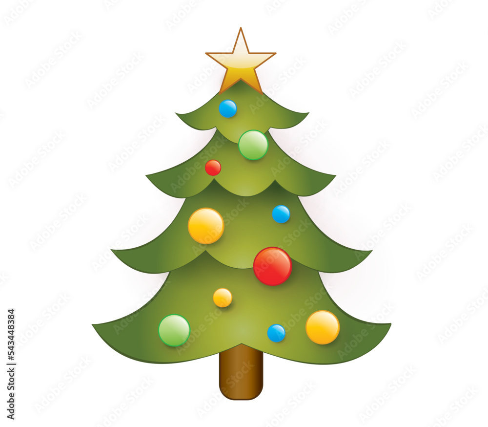 Christmas tree vector illustration isolated on white background.