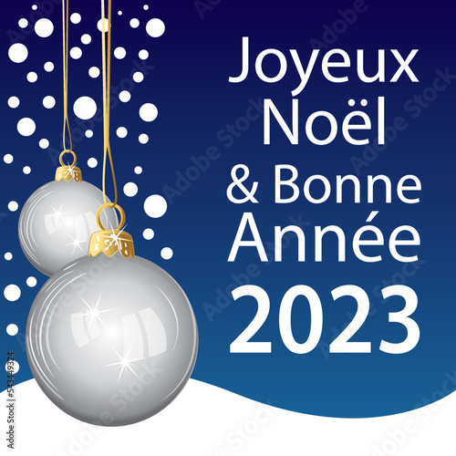 Joyeux Noël et Bonne Année 2023. Carte de veoux vectorielle en français.