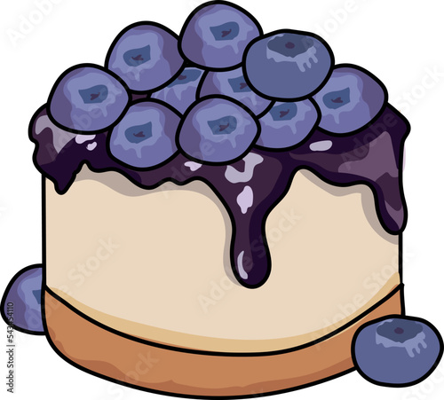 Vector illustration of a cute cartoon blueberry cake