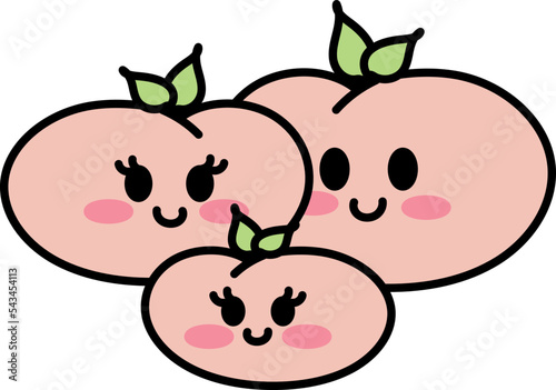 Vector illustration of cute cartoon peaches