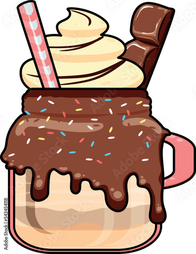 Vector illustration of a cute cartoon milkshake