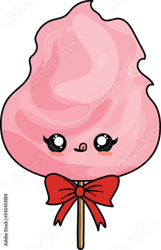 Vector illustration of a cute cartoon cotton candy