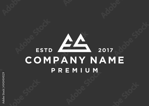letter es with mountain logo design vector illustration template