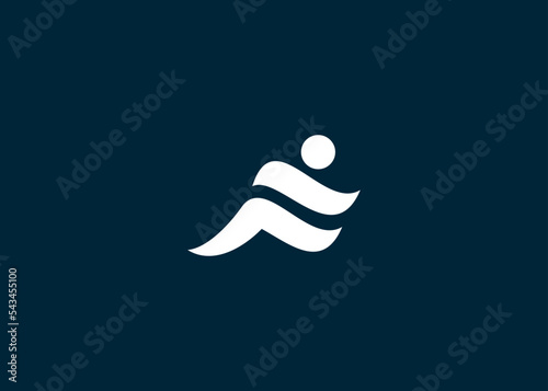 letter f running logo design vector illustration template