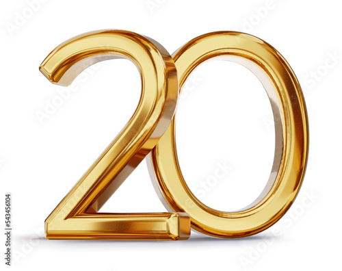 symbol 20 twenty gold metal...