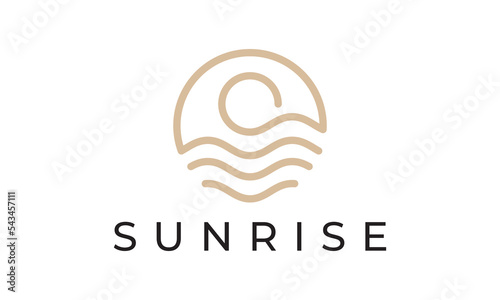 wave sun sea logo design isolated abstract round shape icon vector