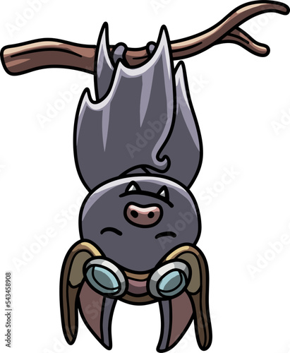 Vector illustration of a cute cartoon pilot bat