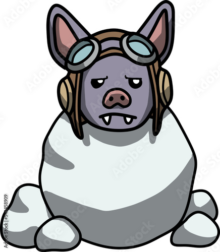 Vector illustration of a cute cartoon pilot bat covered in blankets