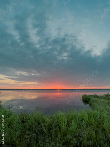 Sunrise on the lake Voloyarvi  Russia