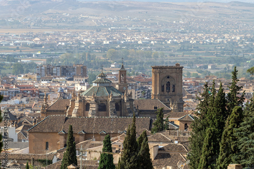 View of Granada and the cathedral from the San Nicolas viewpont photo