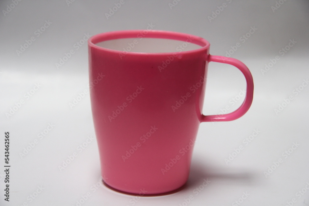 pink plastic cup on white background pink plastic cup on white background