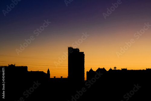 Silhouette of the city of Kiev  Obolon district