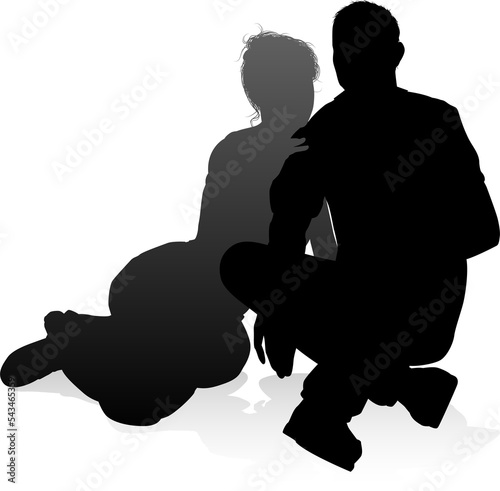 Young Couple People Silhouette photo