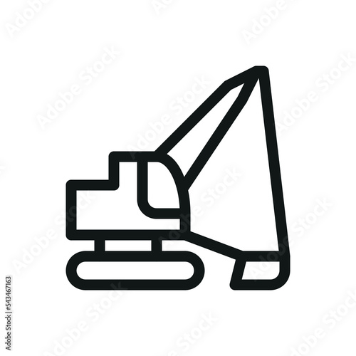 Dragline excavator isolated icon, mining excavator vector symbol with editable stroke