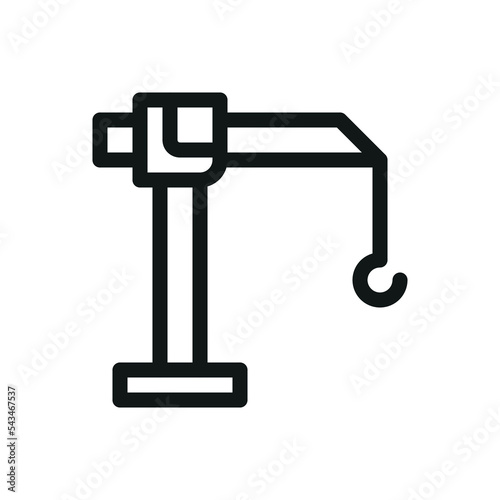 Tower crane isolated icon, construction site vector symbol with editable stroke