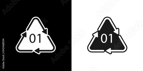 PET 01 recycling code symbol. Plastic recycling vector polyethylene sign.