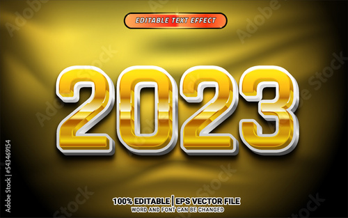 2023 3d gold text effect template design new year