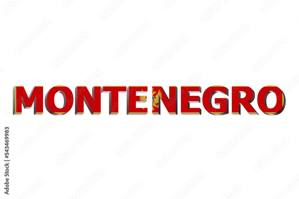 3D Flag of Montenegro on a text background. 3D Flag of Montenegro on a text background.