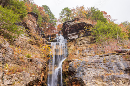 Overcast view of the waterfall in Dogwood Canyon Nature Park photo