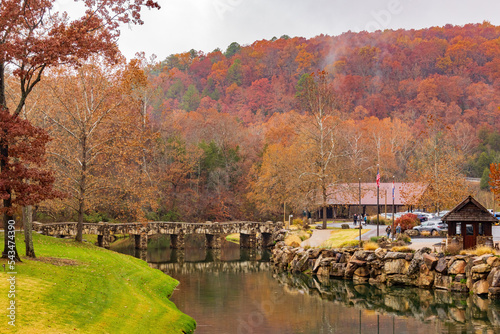 Overcast view of the main building of Dogwood Canyon Nature Park photo