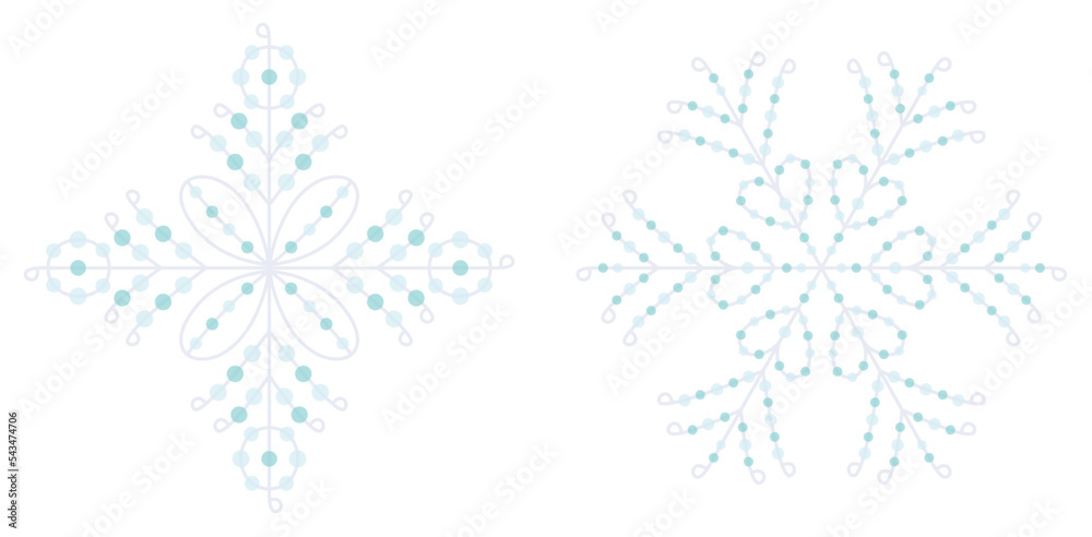 Fototapeta premium beaded snowflakes on a white background