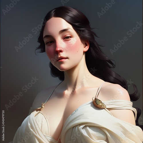 Ilustración de mujer joven con cabello negro