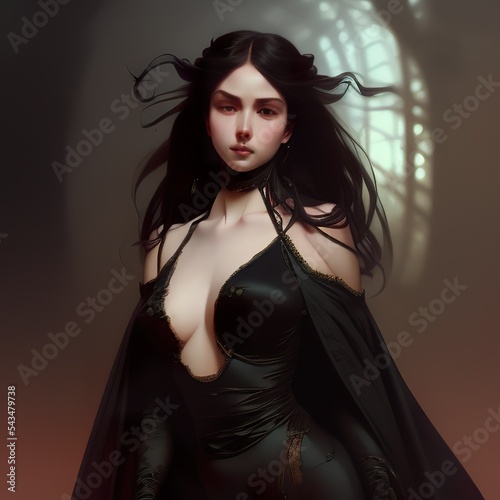 Ilustración de mujer joven con cabello negro