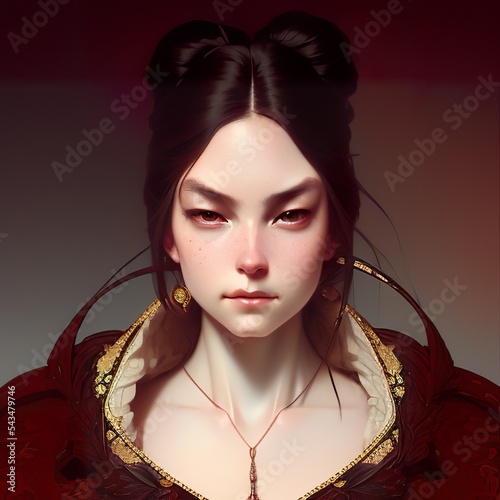 Ilustración de mujer joven con cabello negro
