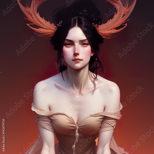 Ilustración de mujer joven con cabello negro