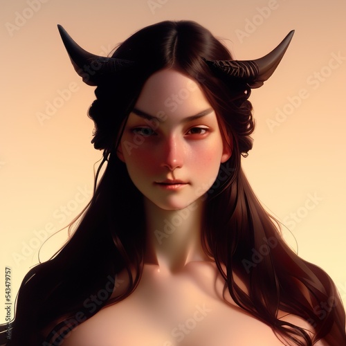 Ilustración de mujer joven con cabello negro