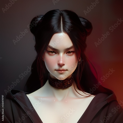 Ilustración de mujer joven con cabello negro
