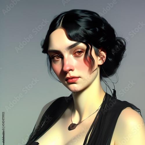 Ilustración de mujer joven con cabello negro