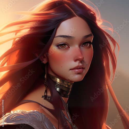 Ilustración de mujer con cabello oscuro
