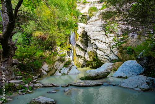 Bogova waterfall summer in Albania in the mountains