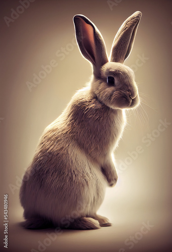 Studio Portrait of a Beautiful Rabbit 