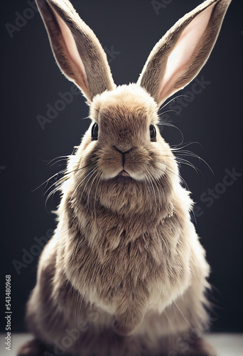Studio Portrait of a Beautiful Rabbit 