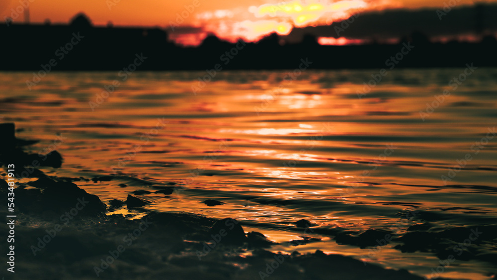 sunset over the sea - obrazy, fototapety, plakaty 