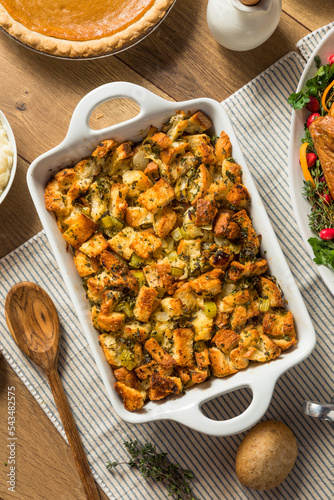 Homemade Thanksgiving Stuffing Dressing Casserole photo